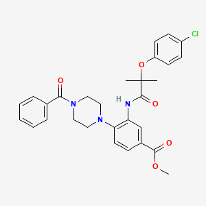 Methyl 3-{[2-(4-chlorophenoxy)-2-methylpropanoyl]amino}-4-[4-(phenylcarbonyl)piperazin-1-yl]benzoate