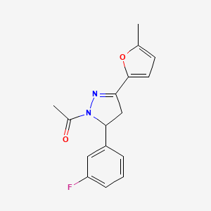 1-[5-(3-fluorophenyl)-3-(5-methylfuran-2-yl)-4,5-dihydro-1H-pyrazol-1-yl]ethanone