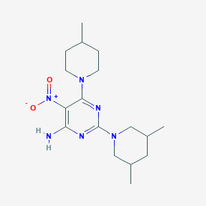 2-(3,5-Dimethylpiperidin-1-yl)-6-(4-methylpiperidin-1-yl)-5-nitropyrimidin-4-amine