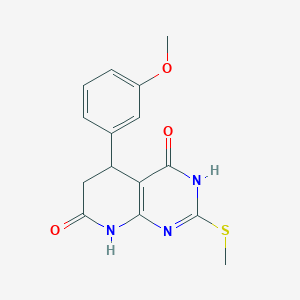 molecular formula C15H15N3O3S B12493638 4-hydroxy-5-(3-methoxyphenyl)-2-(methylsulfanyl)-5,8-dihydropyrido[2,3-d]pyrimidin-7(6H)-one 