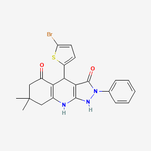 4-(5-bromothiophen-2-yl)-7,7-dimethyl-2-phenyl-4,7,8,9-tetrahydro-1H-pyrazolo[3,4-b]quinoline-3,5(2H,6H)-dione