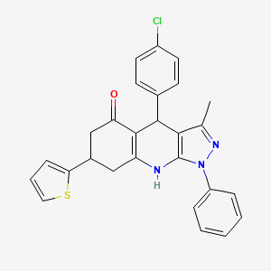 4-(4-chlorophenyl)-3-methyl-1-phenyl-7-(thiophen-2-yl)-1,4,6,7,8,9-hexahydro-5H-pyrazolo[3,4-b]quinolin-5-one