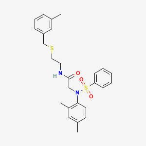 molecular formula C26H30N2O3S2 B12493788 N~2~-(2,4-dimethylphenyl)-N-{2-[(3-methylbenzyl)sulfanyl]ethyl}-N~2~-(phenylsulfonyl)glycinamide 