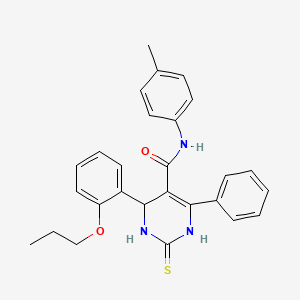 N-(4-methylphenyl)-4-phenyl-6-(2-propoxyphenyl)-2-sulfanyl-1,6-dihydropyrimidine-5-carboxamide