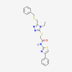 2-({5-[(benzylsulfanyl)methyl]-4-ethyl-4H-1,2,4-triazol-3-yl}sulfanyl)-N-(4-phenyl-1,3-thiazol-2-yl)acetamide