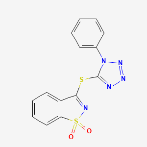 3-[(1-phenyl-1H-tetrazol-5-yl)sulfanyl]-1,2-benzothiazole 1,1-dioxide