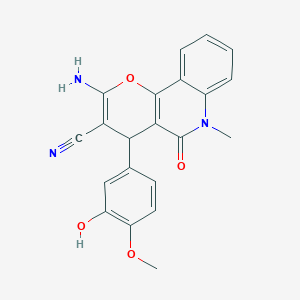 2-amino-4-(3-hydroxy-4-methoxyphenyl)-6-methyl-5-oxo-5,6-dihydro-4H-pyrano[3,2-c]quinoline-3-carbonitrile