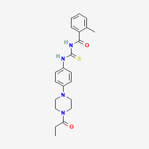 2-methyl-N-{[4-(4-propanoylpiperazin-1-yl)phenyl]carbamothioyl}benzamide