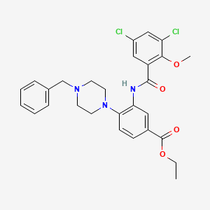 Ethyl 4-(4-benzylpiperazin-1-yl)-3-{[(3,5-dichloro-2-methoxyphenyl)carbonyl]amino}benzoate