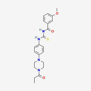 3-methoxy-N-{[4-(4-propanoylpiperazin-1-yl)phenyl]carbamothioyl}benzamide