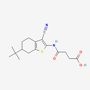 molecular formula C17H22N2O3S B12494029 4-[(6-Tert-butyl-3-cyano-4,5,6,7-tetrahydro-1-benzothiophen-2-yl)amino]-4-oxobutanoic acid 