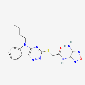 molecular formula C17H18N8O2S B12494041 N-(4-amino-1,2,5-oxadiazol-3-yl)-2-[(5-butyl-5H-[1,2,4]triazino[5,6-b]indol-3-yl)sulfanyl]acetamide 