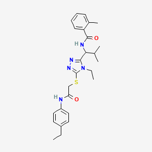 molecular formula C26H33N5O2S B12494049 N-{1-[4-ethyl-5-({2-[(4-ethylphenyl)amino]-2-oxoethyl}sulfanyl)-4H-1,2,4-triazol-3-yl]-2-methylpropyl}-2-methylbenzamide 