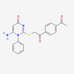 2-{[2-(4-acetylphenyl)-2-oxoethyl]sulfanyl}-6-amino-1-phenylpyrimidin-4(1H)-one