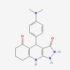 molecular formula C18H20N4O2 B12494121 4-[4-(dimethylamino)phenyl]-3-hydroxy-1,4,6,7,8,9-hexahydro-5H-pyrazolo[3,4-b]quinolin-5-one 