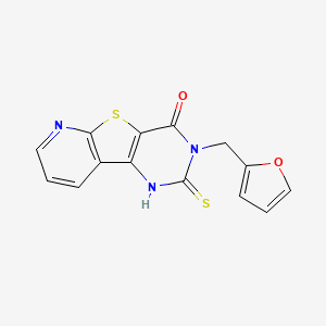 5-(furan-2-ylmethyl)-4-sulfanylidene-8-thia-3,5,10-triazatricyclo[7.4.0.02,7]trideca-1(9),2(7),10,12-tetraen-6-one