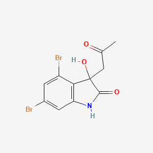 molecular formula C11H9Br2NO3 B1249418 2H-吲哚-2-酮，4,6-二溴-1,3-二氢-3-羟基-3-(2-氧代丙基)- CAS No. 184587-77-7