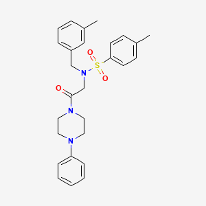 molecular formula C27H31N3O3S B12494235 4-methyl-N-[(3-methylphenyl)methyl]-N-[2-oxo-2-(4-phenylpiperazin-1-yl)ethyl]benzenesulfonamide 