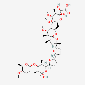 molecular formula C47H80O17 B1249426 (2R)-2-hydroxy-2-[(2S,3S,4S,5S,6S)-2-hydroxy-6-[[(2S,4R,5R,6R,7R,9S)-2-[(2R,5S)-5-[(2R,5R)-5-[(2S,3S,4S,5R,6S)-6-hydroxy-4-[(2R,5S,6R)-5-methoxy-6-methyloxan-2-yl]oxy-3,5,6-trimethyloxan-2-yl]oxolan-2-yl]oxolan-2-yl]-7-methoxy-2,4,6-trimethyl-1,10-dioxaspiro[4.5]decan-9-yl]methyl]-4,5-dimethoxy-3,5-dimethyloxan-2-yl]acetic acid 