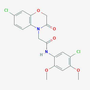 molecular formula C18H16Cl2N2O5 B12494324 N-(5-chloro-2,4-dimethoxyphenyl)-2-(7-chloro-3-oxo-2,3-dihydro-4H-1,4-benzoxazin-4-yl)acetamide 