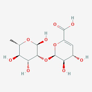 molecular formula C12H18O10 B1249437 2-O-(4-deoxy-beta-L-threo-hex-4-enopyranuronosyl)-alpha-L-rhamnopyranose 
