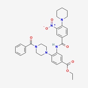 Ethyl 3-({[3-nitro-4-(piperidin-1-yl)phenyl]carbonyl}amino)-4-[4-(phenylcarbonyl)piperazin-1-yl]benzoate