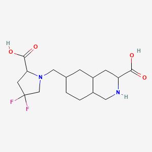 molecular formula C16H24F2N2O4 B1249442 6-[(2-Carboxy-4,4-difluoropyrrolidin-1-yl)methyl]-decahydroisoquinoline-3-carboxylic acid 
