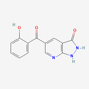 molecular formula C13H9N3O3 B12494422 5-[(2-hydroxyphenyl)carbonyl]-1,2-dihydro-3H-pyrazolo[3,4-b]pyridin-3-one 