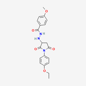 molecular formula C20H21N3O5 B12494428 N'-[1-(4-ethoxyphenyl)-2,5-dioxopyrrolidin-3-yl]-4-methoxybenzohydrazide 