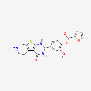 molecular formula C23H23N3O5S B12494447 [4-(11-ethyl-3-oxo-8-thia-4,6,11-triazatricyclo[7.4.0.02,7]trideca-1(9),2(7)-dien-5-yl)-2-methoxyphenyl] furan-2-carboxylate 