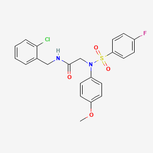 molecular formula C22H20ClFN2O4S B12494503 N-(2-chlorobenzyl)-N~2~-[(4-fluorophenyl)sulfonyl]-N~2~-(4-methoxyphenyl)glycinamide 