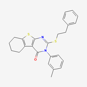 molecular formula C25H24N2OS2 B12494518 3-(3-methylphenyl)-2-[(2-phenylethyl)sulfanyl]-5,6,7,8-tetrahydro[1]benzothieno[2,3-d]pyrimidin-4(3H)-one 