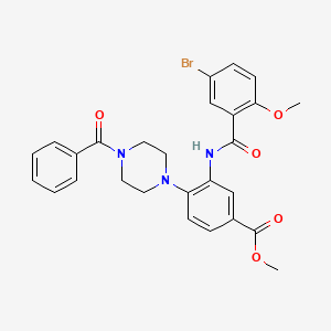 molecular formula C27H26BrN3O5 B12494558 Methyl 3-{[(5-bromo-2-methoxyphenyl)carbonyl]amino}-4-[4-(phenylcarbonyl)piperazin-1-yl]benzoate 