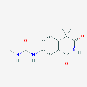 molecular formula C13H15N3O3 B1249459 N-Methyl-N'-(4,4-dimethyl-1,2,3,4-tetrahydro-1,3-dioxo-7-isoquinolinyl)-urea 