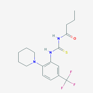 molecular formula C17H22F3N3OS B12494634 N-{[2-(piperidin-1-yl)-5-(trifluoromethyl)phenyl]carbamothioyl}butanamide 