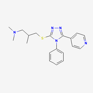 molecular formula C19H23N5S B12494637 N,N,2-trimethyl-3-{[4-phenyl-5-(pyridin-4-yl)-4H-1,2,4-triazol-3-yl]sulfanyl}propan-1-amine 