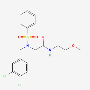 molecular formula C18H20Cl2N2O4S B12494654 N~2~-(3,4-dichlorobenzyl)-N-(2-methoxyethyl)-N~2~-(phenylsulfonyl)glycinamide 