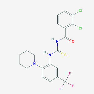 molecular formula C20H18Cl2F3N3OS B12494660 2,3-dichloro-N-{[2-(piperidin-1-yl)-5-(trifluoromethyl)phenyl]carbamothioyl}benzamide 