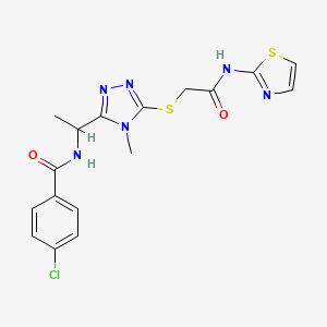 4-chloro-N-[1-(4-methyl-5-{[2-oxo-2-(1,3-thiazol-2-ylamino)ethyl]sulfanyl}-4H-1,2,4-triazol-3-yl)ethyl]benzamide