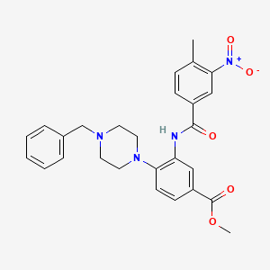 molecular formula C27H28N4O5 B12494731 Methyl 4-(4-benzylpiperazin-1-yl)-3-{[(4-methyl-3-nitrophenyl)carbonyl]amino}benzoate 