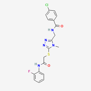 molecular formula C19H17ClFN5O2S B12494749 4-chloro-N-{[5-({2-[(2-fluorophenyl)amino]-2-oxoethyl}sulfanyl)-4-methyl-4H-1,2,4-triazol-3-yl]methyl}benzamide 