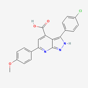 3-(4-chlorophenyl)-6-(4-methoxyphenyl)-1H-pyrazolo[3,4-b]pyridine-4-carboxylic acid