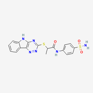 molecular formula C18H16N6O3S2 B12494783 N-(4-sulfamoylphenyl)-2-(5H-[1,2,4]triazino[5,6-b]indol-3-ylsulfanyl)propanamide 