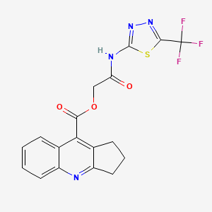 molecular formula C18H13F3N4O3S B12494800 2-oxo-2-{[5-(trifluoromethyl)-1,3,4-thiadiazol-2-yl]amino}ethyl 2,3-dihydro-1H-cyclopenta[b]quinoline-9-carboxylate 