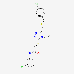 2-[(5-{[(4-chlorobenzyl)sulfanyl]methyl}-4-ethyl-4H-1,2,4-triazol-3-yl)sulfanyl]-N-(3-chlorophenyl)acetamide