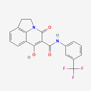 molecular formula C19H13F3N2O3 B12494833 6-hydroxy-4-oxo-N-[3-(trifluoromethyl)phenyl]-1,2-dihydro-4H-pyrrolo[3,2,1-ij]quinoline-5-carboxamide 