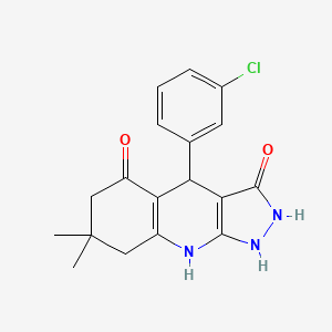 molecular formula C18H18ClN3O2 B12494866 4-(3-chlorophenyl)-3-hydroxy-7,7-dimethyl-1,4,6,7,8,9-hexahydro-5H-pyrazolo[3,4-b]quinolin-5-one 