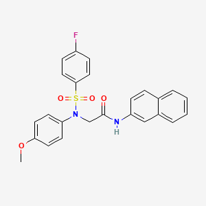 molecular formula C25H21FN2O4S B12494868 N~2~-[(4-fluorophenyl)sulfonyl]-N~2~-(4-methoxyphenyl)-N-naphthalen-2-ylglycinamide 