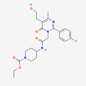 ethyl 4-({[2-(4-fluorophenyl)-5-(2-hydroxyethyl)-4-methyl-6-oxopyrimidin-1(6H)-yl]acetyl}amino)piperidine-1-carboxylate