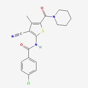 molecular formula C19H18ClN3O2S B12494891 4-chloro-N-[3-cyano-4-methyl-5-(piperidine-1-carbonyl)thiophen-2-yl]benzamide 